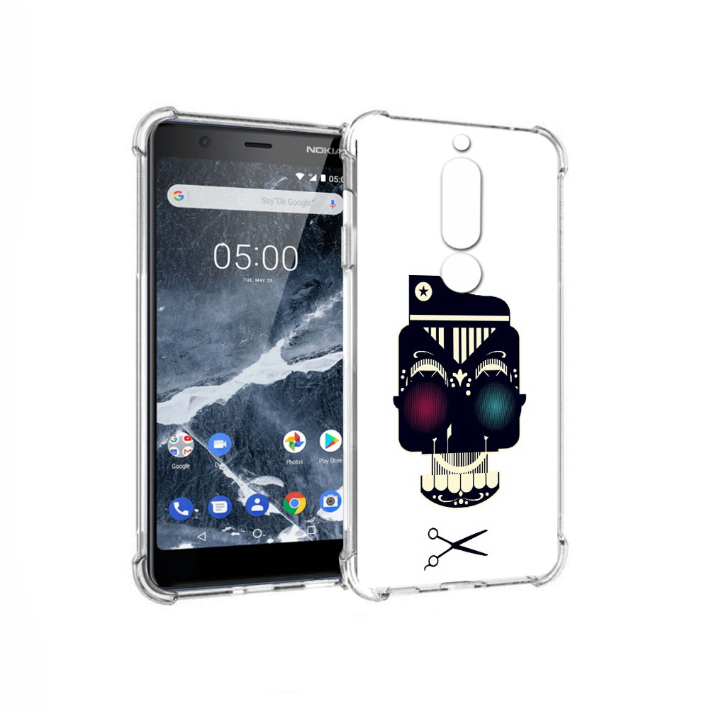 

Чехол MyPads Tocco для Nokia 5.1 черно белый скелет с яркими глазами (PT114144.121.687), Прозрачный, Tocco