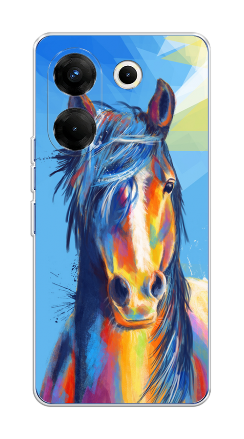 

Чехол на Tecno Camon 20 Pro 5G "Лошадь арт 3", Голубой;желтый;синий, 304050-1