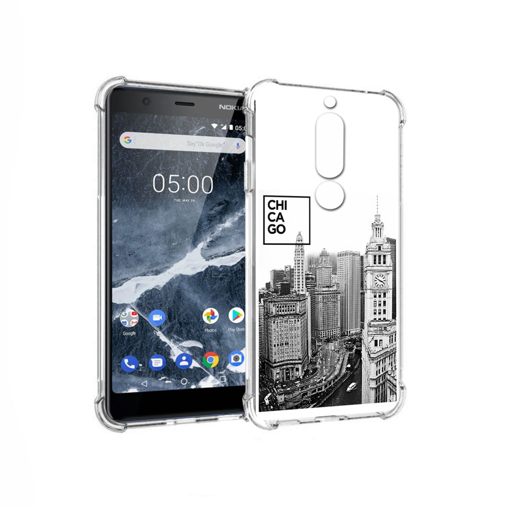 

Чехол MyPads Tocco для Nokia 5.1 черно белый чикаго (PT114144.121.689), Прозрачный, Tocco