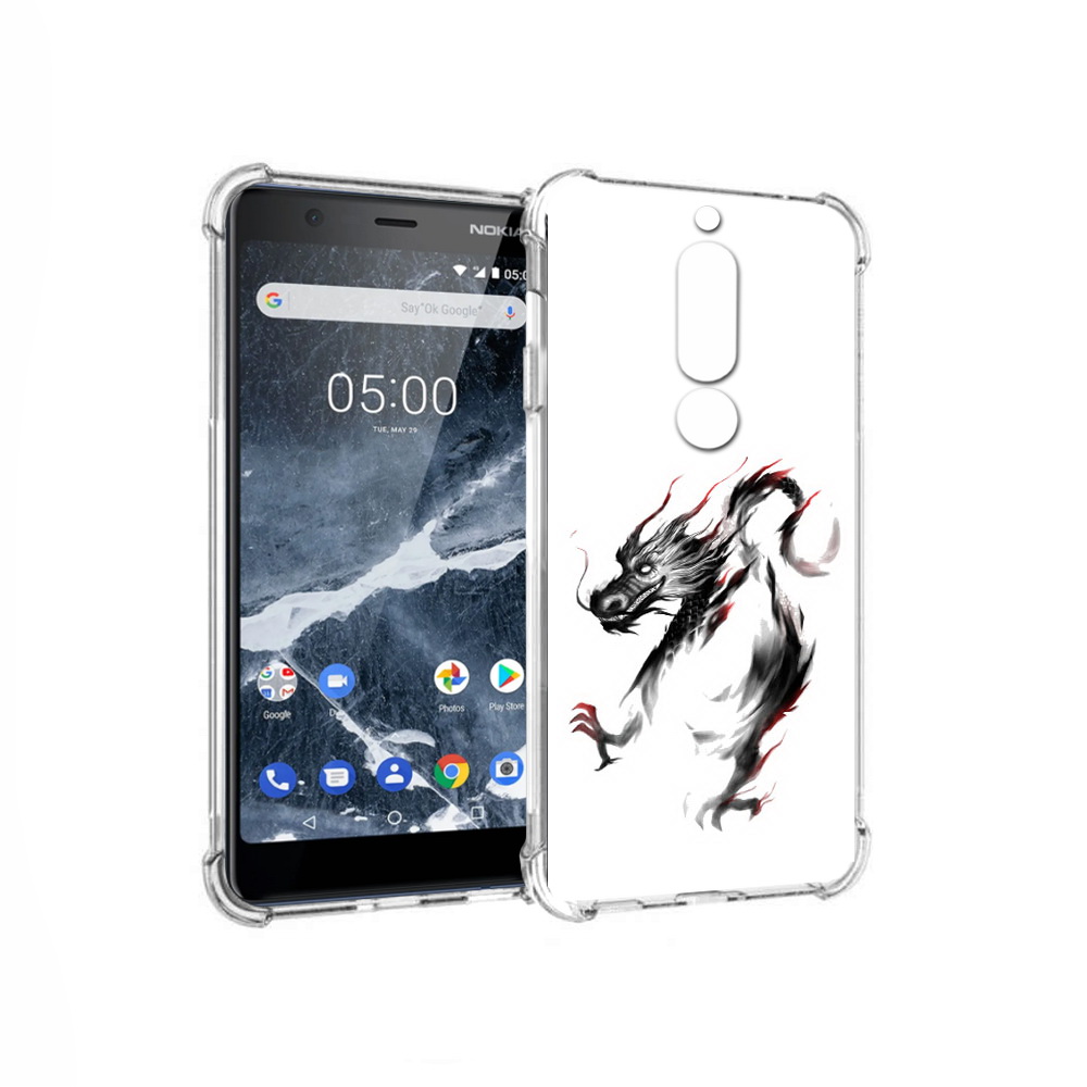 

Чехол MyPads Tocco для Nokia 5.1 черный дракон (PT114144.121.690), Прозрачный, Tocco