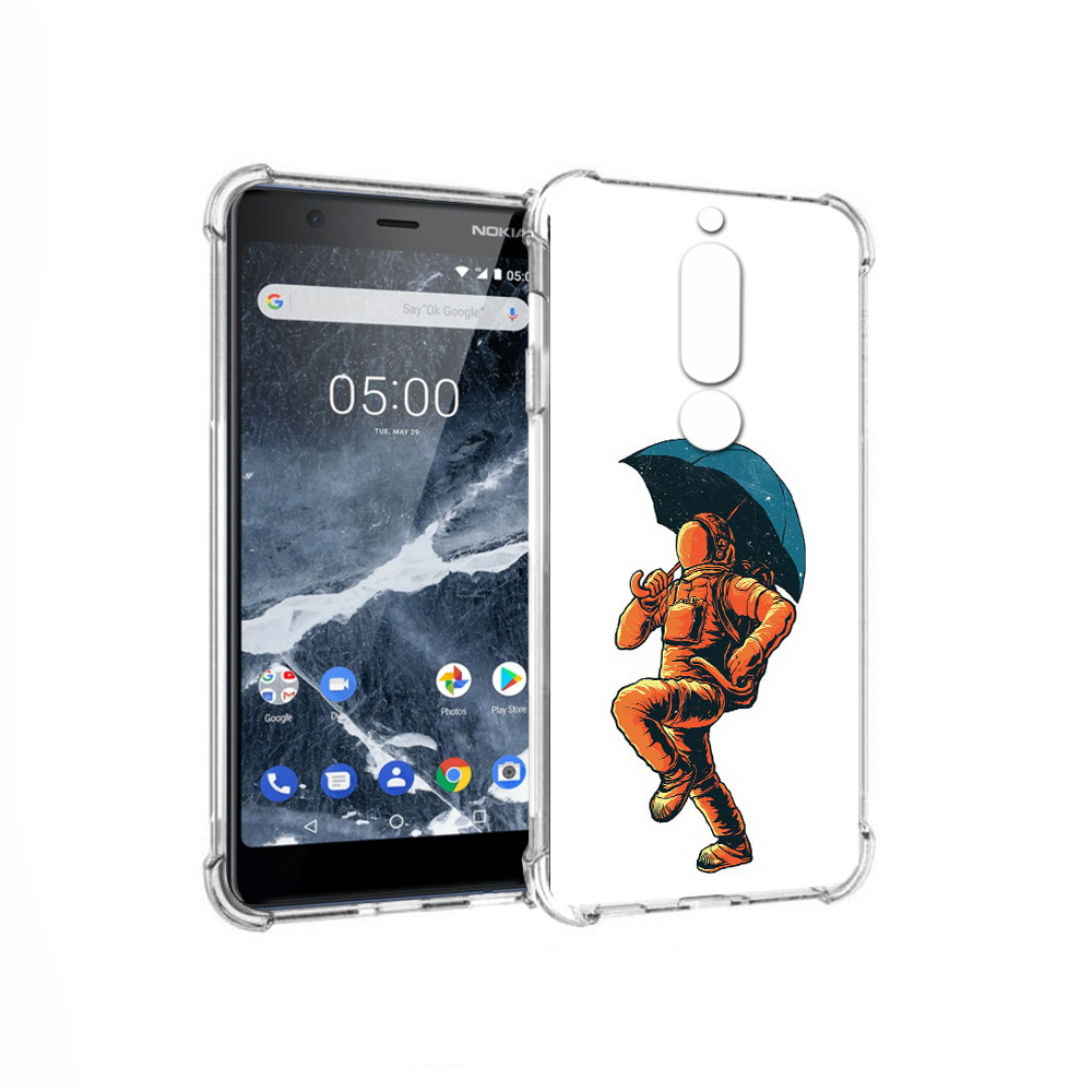 

Чехол MyPads Tocco для Nokia 5.1 шагающий космонавт с зонтом (PT114144.121.695), Прозрачный, Tocco