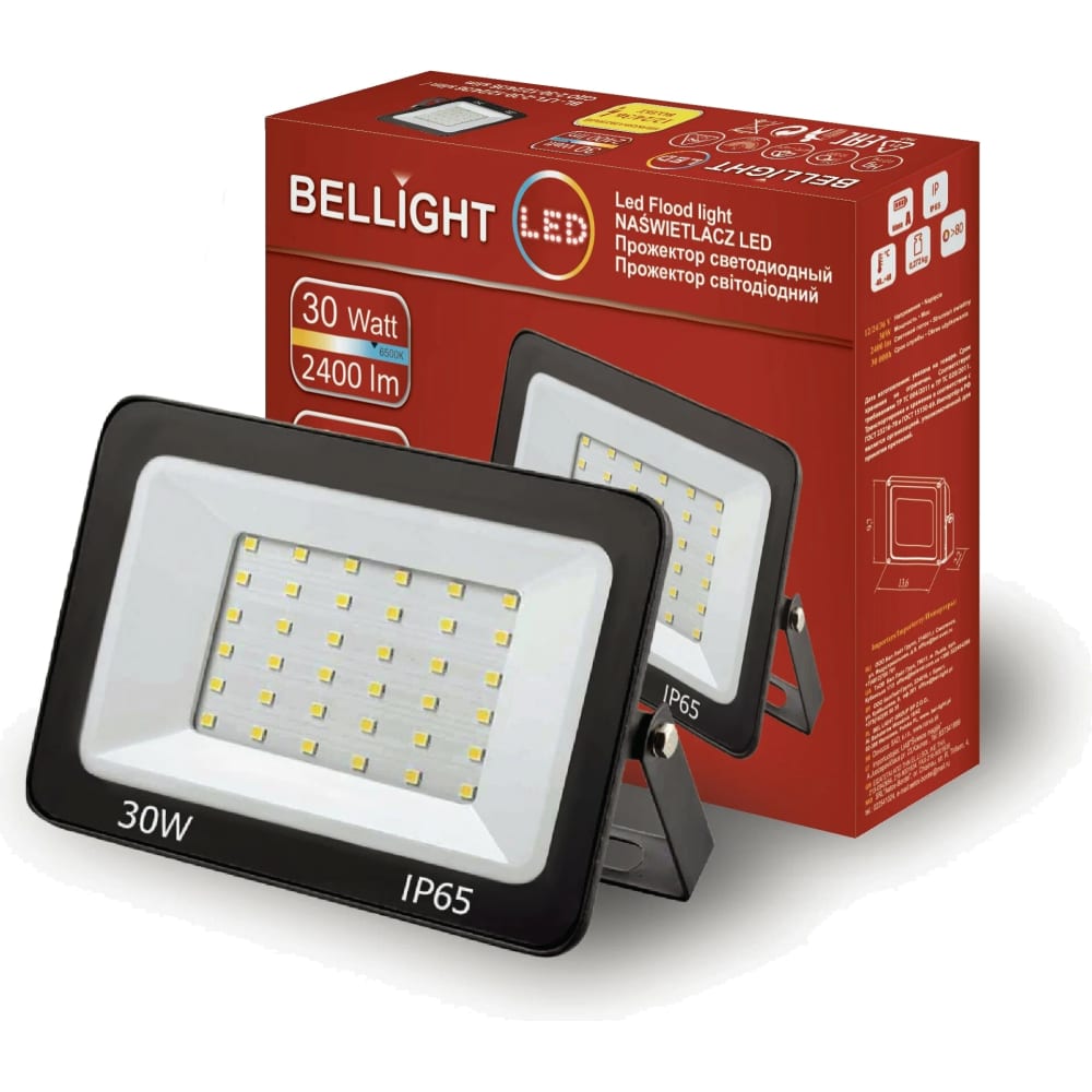 BELLIGHT Прожектор светодиодный BL-LFL-2-30-12/24/36 slim/СДО 2-30-12/24/36 slim, 6500К, 2