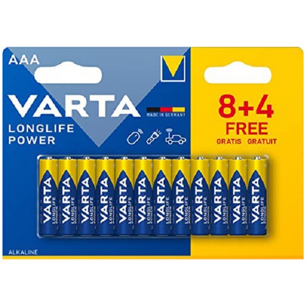 Батарейка AАA щелочная Varta LR3-12BL 8+4 Longlife Power в блистере 12шт. 04903121472