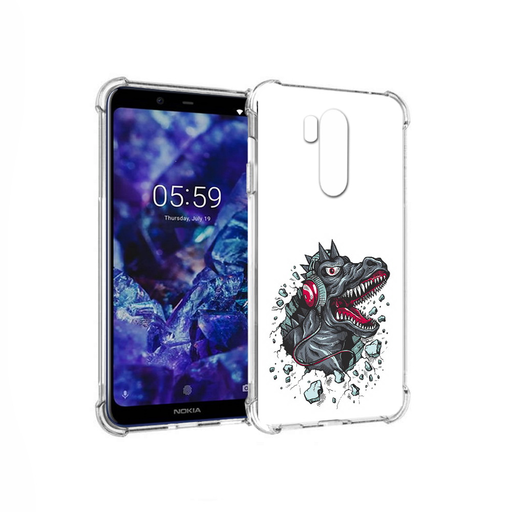 

Чехол MyPads Tocco для Nokia X7 Нарисованный динозавр в наушниках (PT123767.122.124), Прозрачный, Tocco