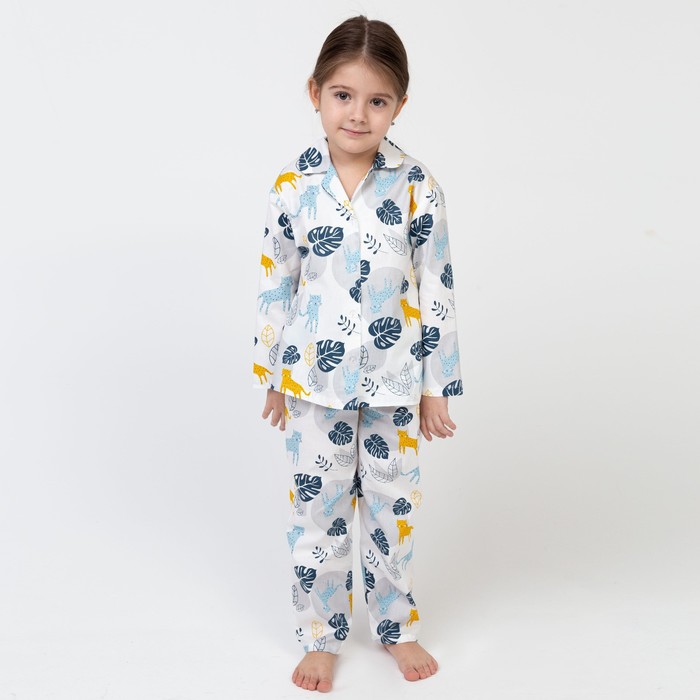 Пижама детская (рубашка, брюки) KAFTAN Тропики р. 134-140, белый
