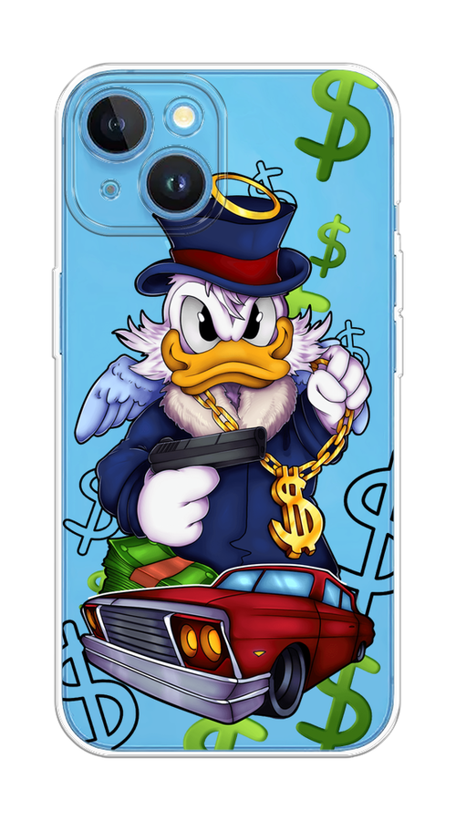 

Чехол на Apple iPhone 15 "Scrooge McDuck with a Gold Chain", Красный;синий;белый, 15550-1