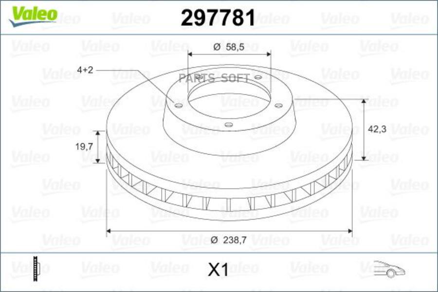 

Диск Тормозной Передний, 238,7/19,7/58,5мм Valeo арт. 297781