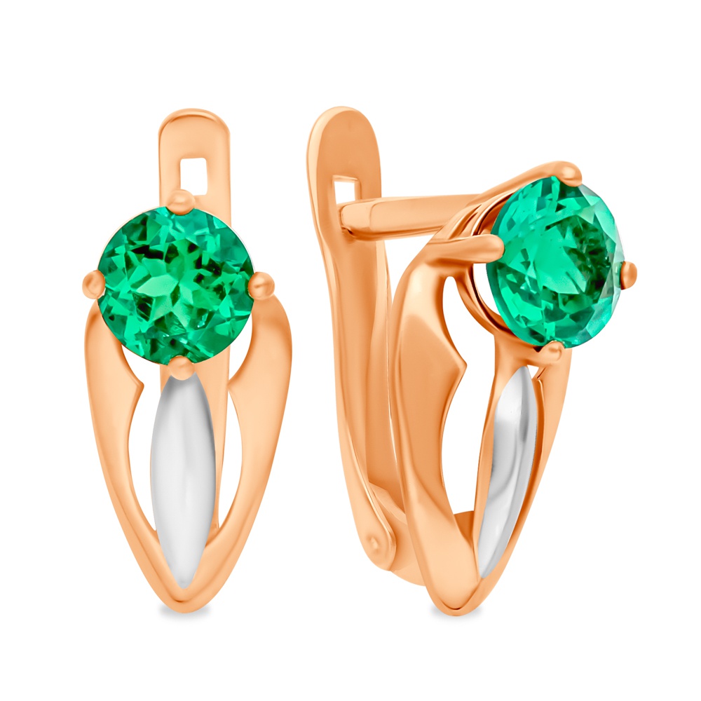 

Серьги из красного золота 585Gold 199000455, изумруд искусственный, 199000455