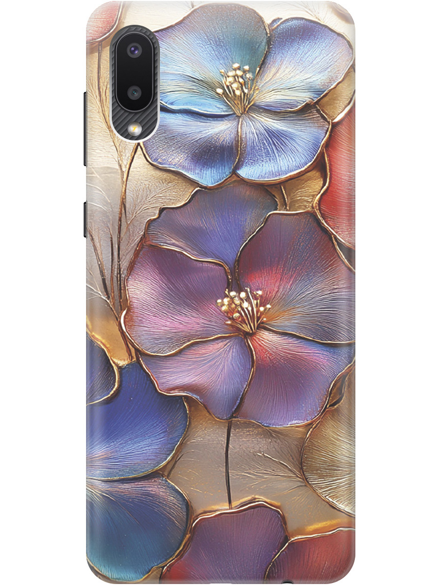 

Силиконовый чехол на Samsung Galaxy A02 с принтом "Позолоченные цветы", Прозрачный;золотистый;красный;синий, 724352124
