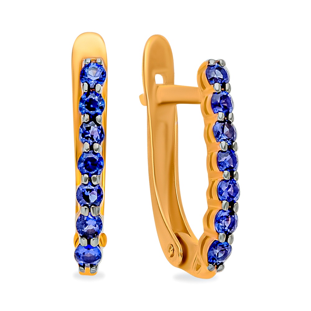 

Серьги из красного золота 585Gold 102007193, сапфир искусственный, 102007193
