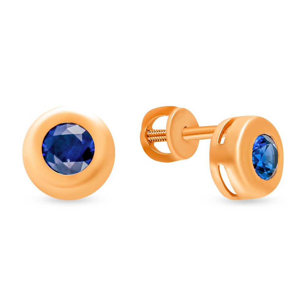 

Серьги пусеты из красного золота 585Gold 102007195, сапфир искусственный, 102007195