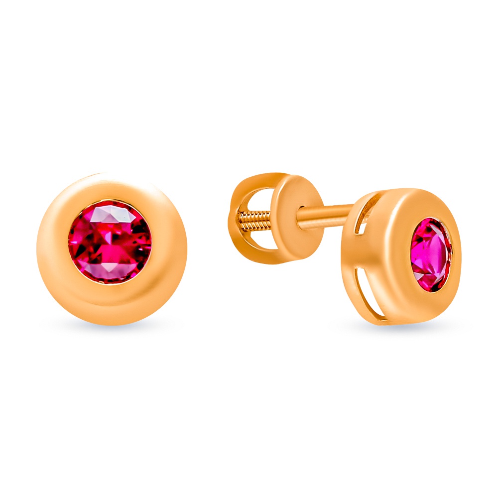 

Серьги пусеты из красного золота 585Gold 102007196, рубин искусственный, 102007196