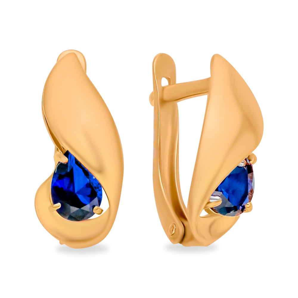 

Серьги из красного золота 585Gold 102007217, сапфир искусственный, 102007217
