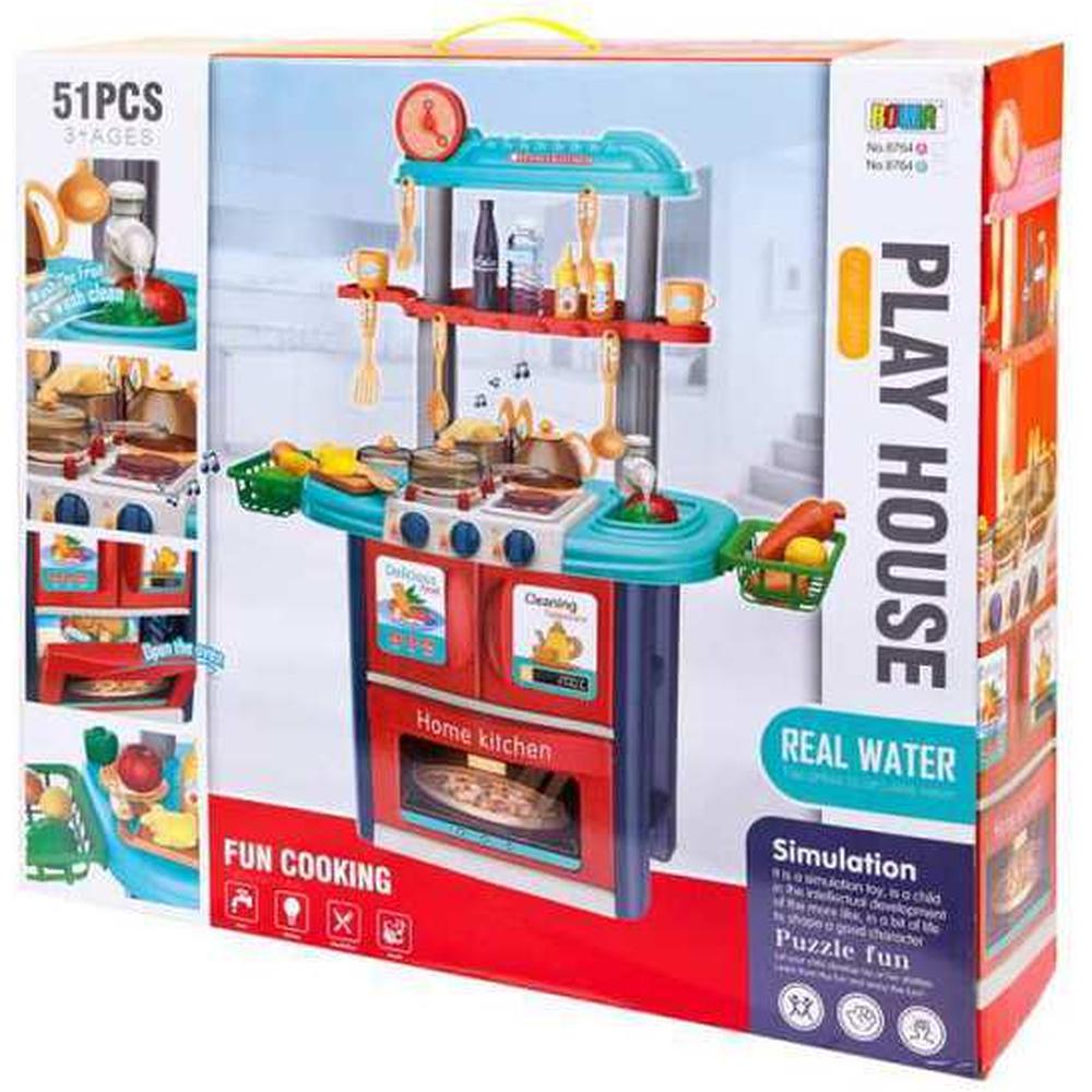 

Кухня Junfa Toys с аксессуарами, со световыми и звуковыми эффектами, 51 предмет, розовая