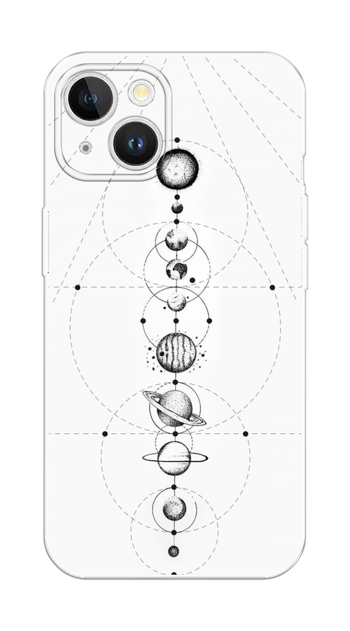 

Чехол на Apple iPhone 15 Plus "Парад планет", Серый, 15650-1