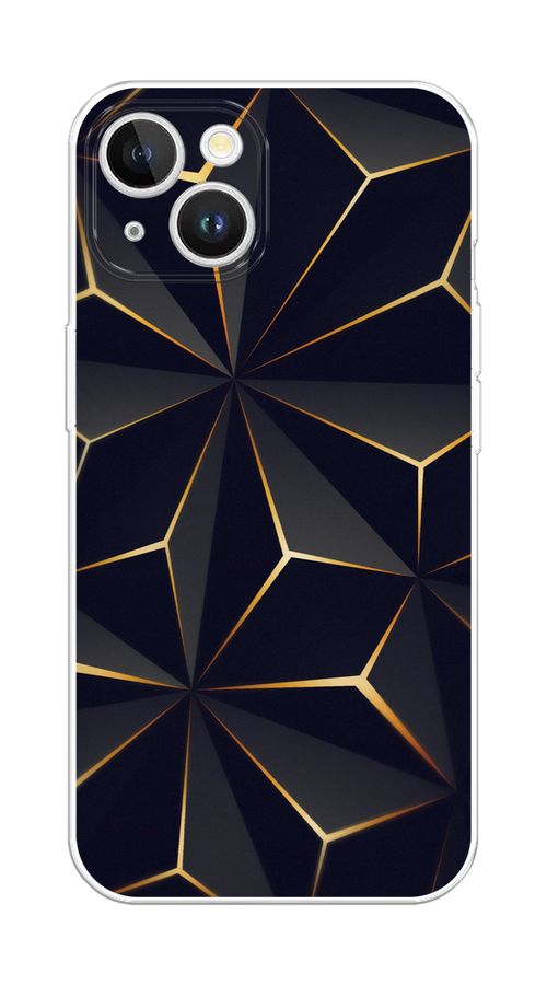 

Чехол на Apple iPhone 15 Plus "Черные полигоны", Золотистый;черный, 15650-1