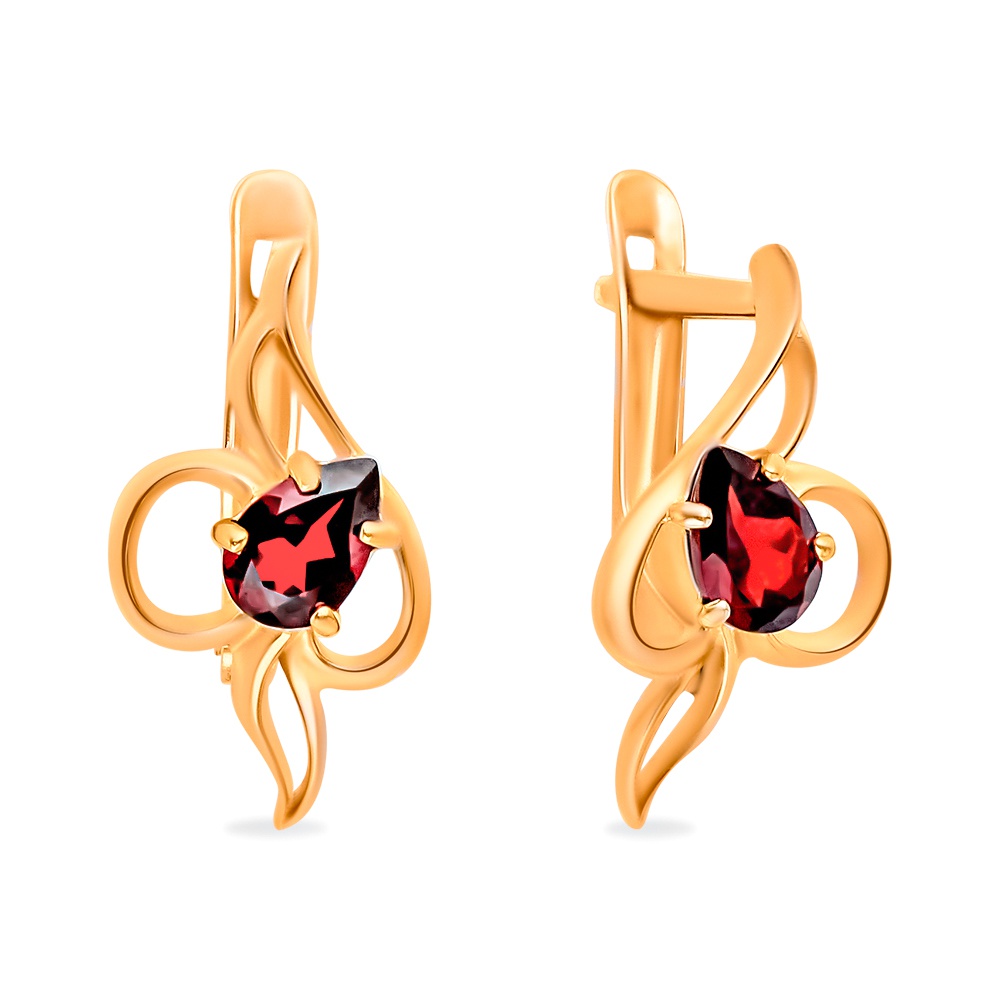 

Серьги из красного золота 585Gold 202008254, гранат, 202008254