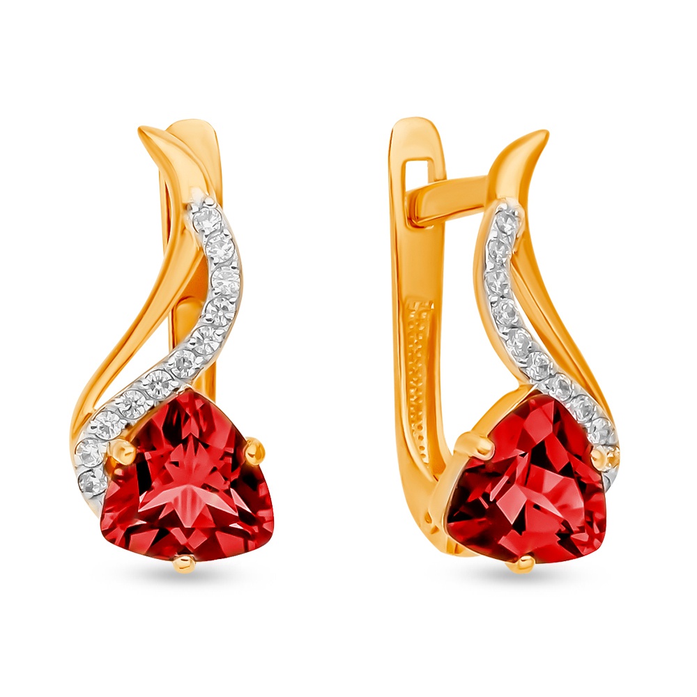 

Серьги из красного золота 585Gold 202008555, гранат/фианит, 202008555