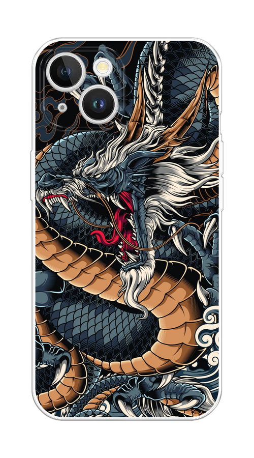 

Чехол на Apple iPhone 15 Plus "Japanese Dragon", Коричневый;черный;синий, 15650-1