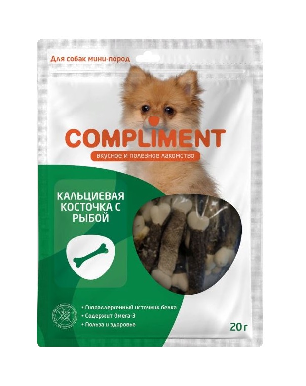 

Лакомство для собак Compliment Кальциевые косточки с рыбой 20 г