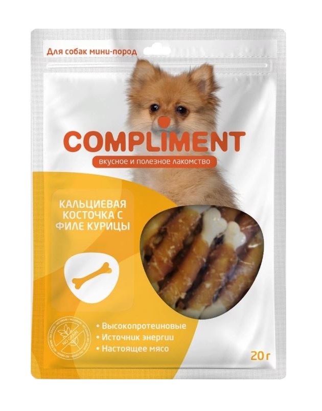 

Лакомство для собак Compliment Косточки с филе курицы, 20 г