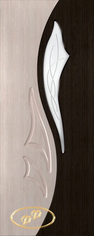 фото Дверь румакс элегия-дуэт-2 стекло сатинат гравировка 3 60, шпон беленый дуб/мореный дуб