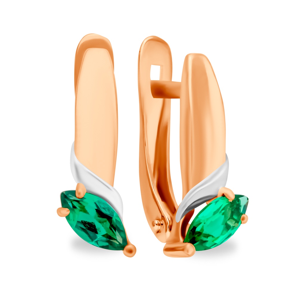

Серьги из красного золота 585Gold 102007600, изумруд искусственный, 102007600