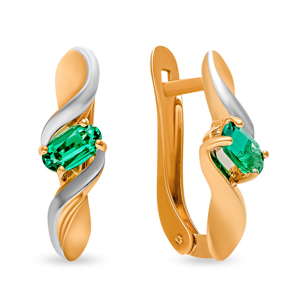 

Серьги из красного золота 585Gold 102007602, изумруд искусственный, 102007602