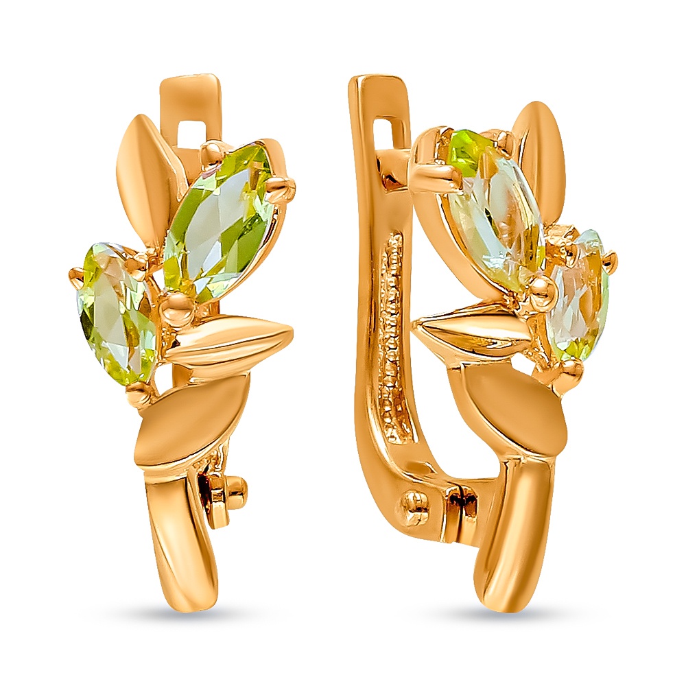

Серьги из красного золота 585Gold 202008756, хризолит, 202008756