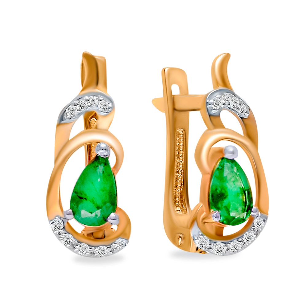 

Серьги из красного золота 585Gold 102007529, изумруд/бриллиант, 102007529