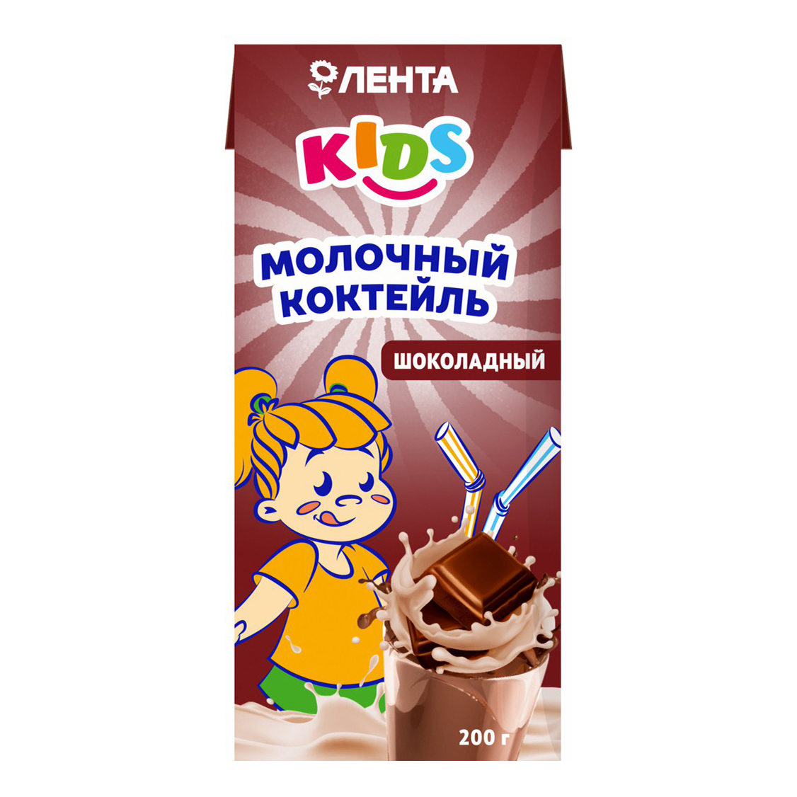 

Коктейль молочный Лента Kids Шоколад 3,2% без змж 200 г