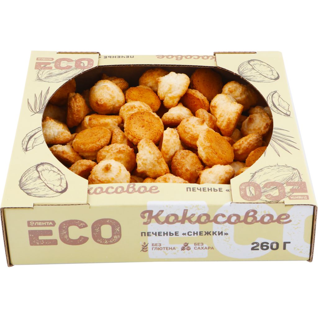 Печенье Лента Eco Снежки песочное кокосовое 260 г