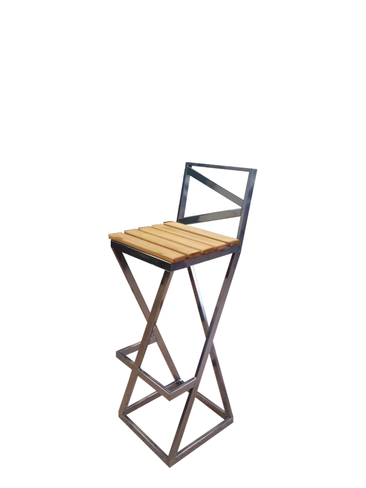фото Барный стул new victoria лофт с деревянным сиденьем хром - дерево