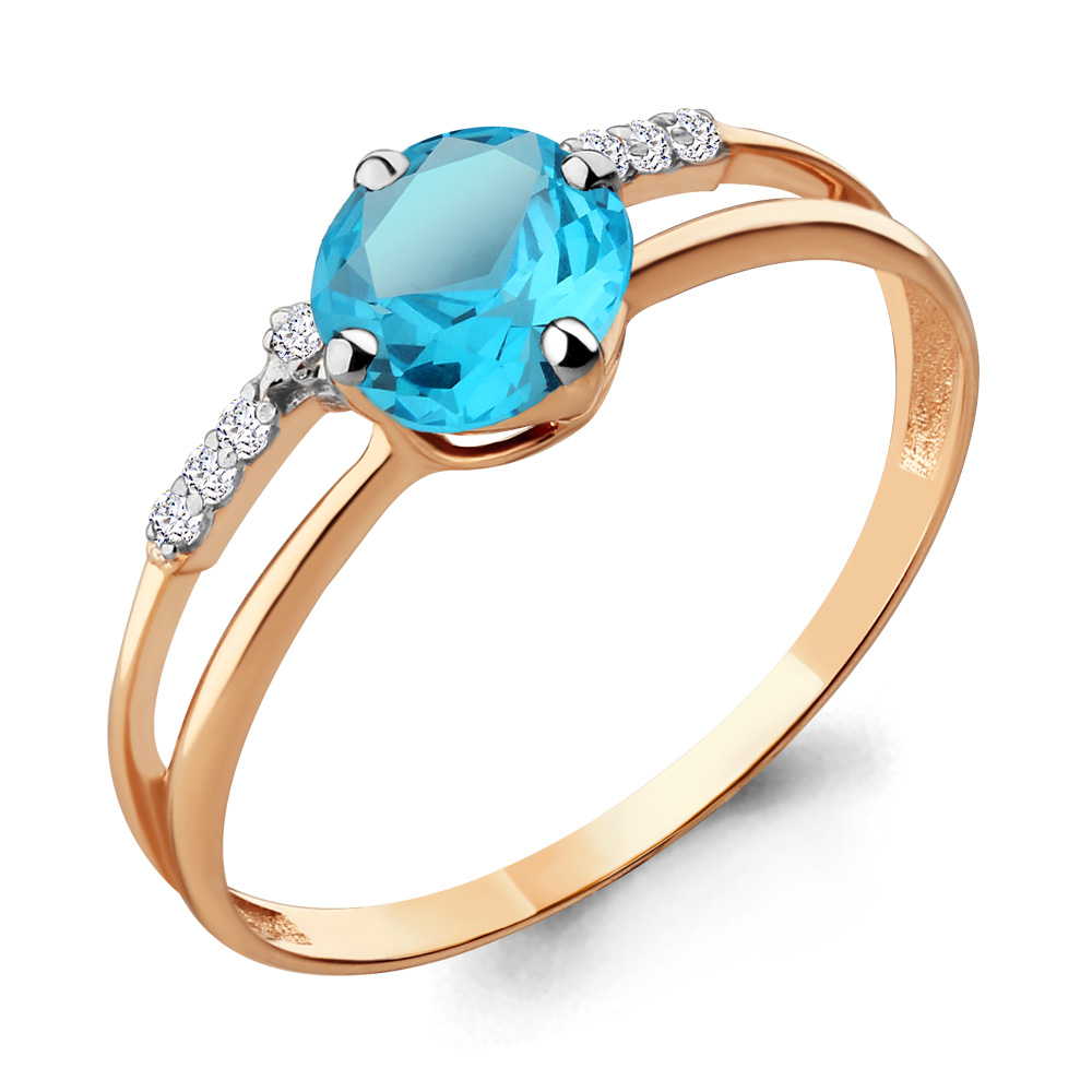 фото Кольцо из красного золота с топазом р. 16,5 aquamarine 6597105а_585_кз