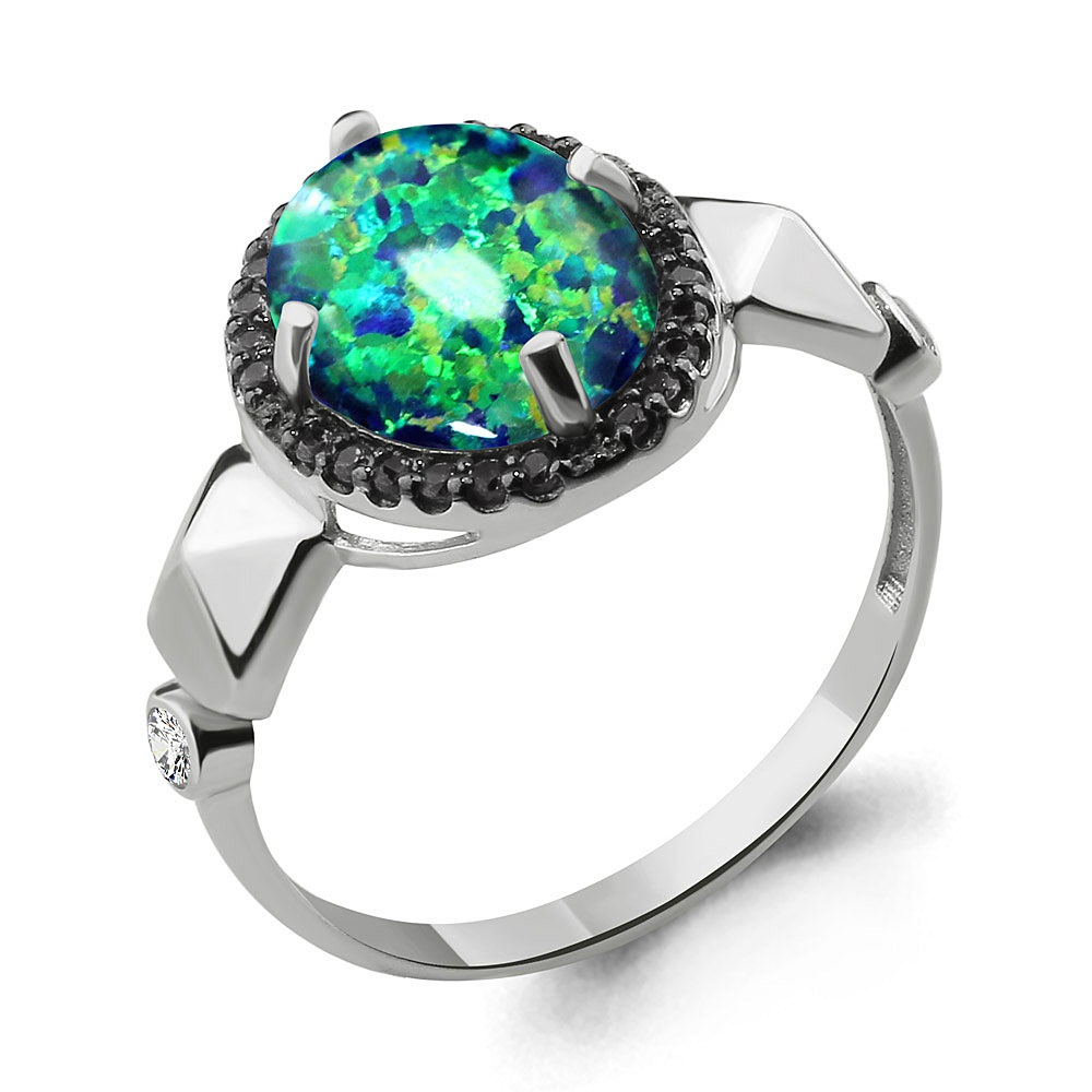 

Кольцо из серебра с опалом р. 17 Aquamarine 6598496Ч_925_р, 6598496Ч_925_р