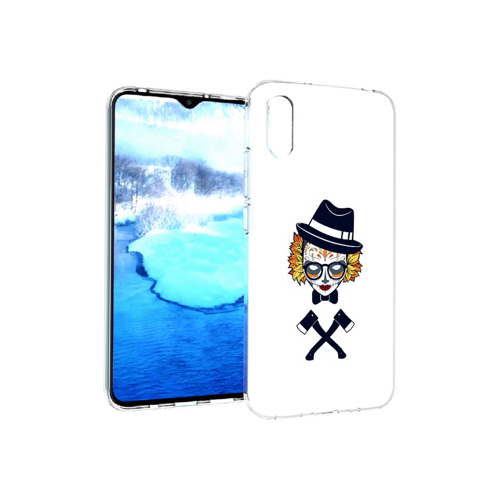 

Чехол MyPads Tocco для Xiaomi Redmi 9A девушка в маске с топорами рисунок, Прозрачный, Tocco