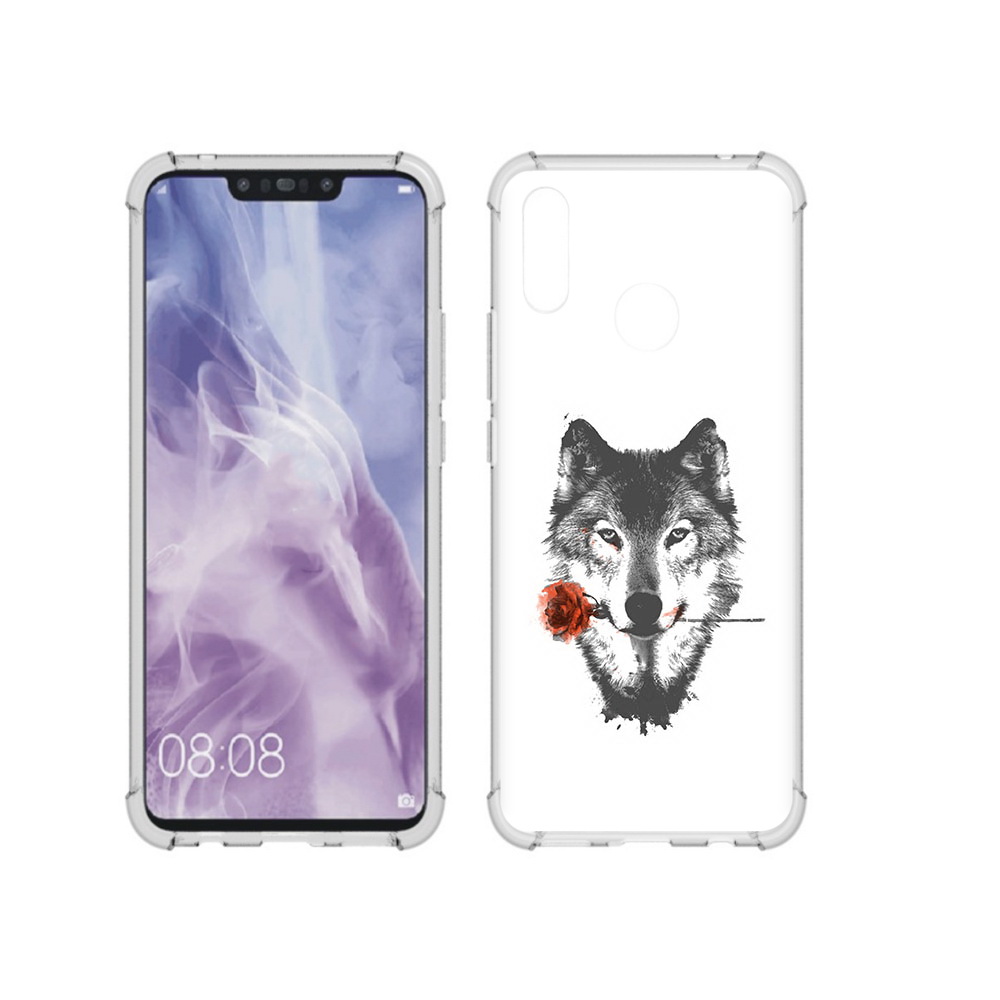 

Чехол MyPads Tocco для Huawei Nova 3i волк с розой (PT227100.63.270), Прозрачный, Tocco