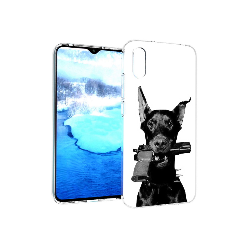 

Чехол MyPads Tocco для Xiaomi Redmi 9A доберман с пистолетом (PT151022.270.331), Прозрачный, Tocco