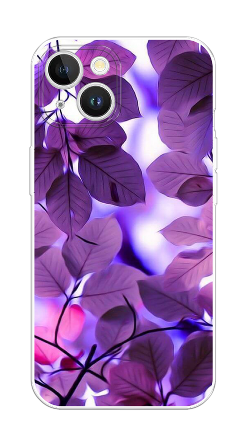 

Чехол на Apple iPhone 15 Plus "Сиреневые листики", Фиолетовый;голубой, 15650-1