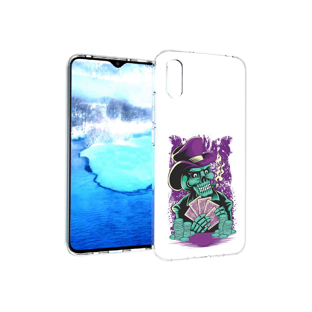 

Чехол MyPads Tocco для Xiaomi Redmi 9A зеленый череп с картами (PT151022.270.361), Прозрачный, Tocco