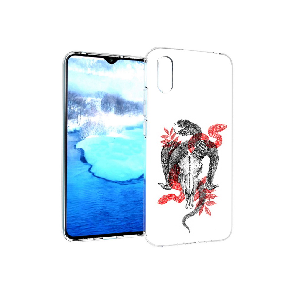 

Чехол MyPads Tocco для Xiaomi Redmi 9A змея в черепе рисунок (PT151022.270.365), Прозрачный, Tocco