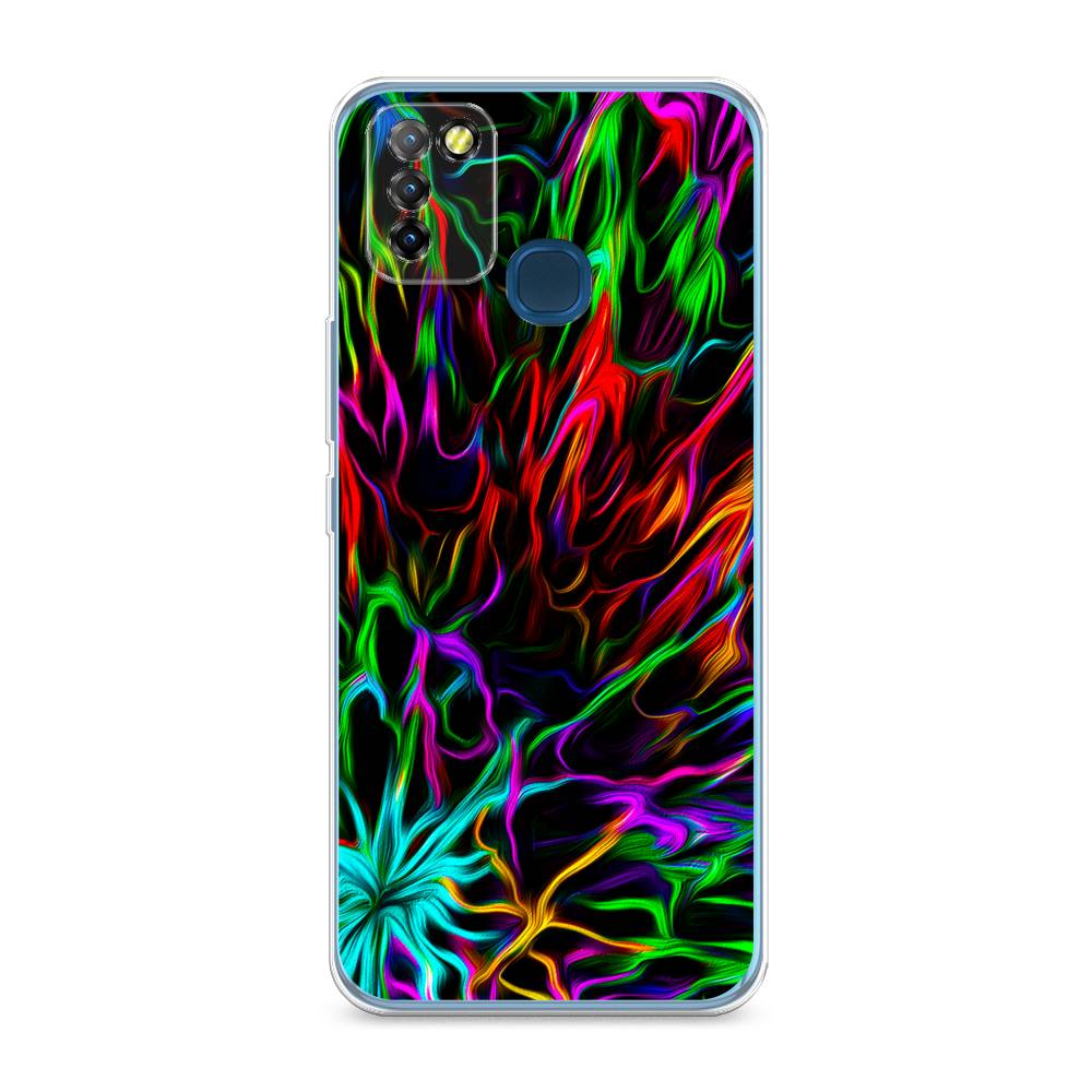 

Чехол на Infinix HOT 10 Lite "Разноцветные разводы", Голубой;зеленый;оранжевый, 3100350-3