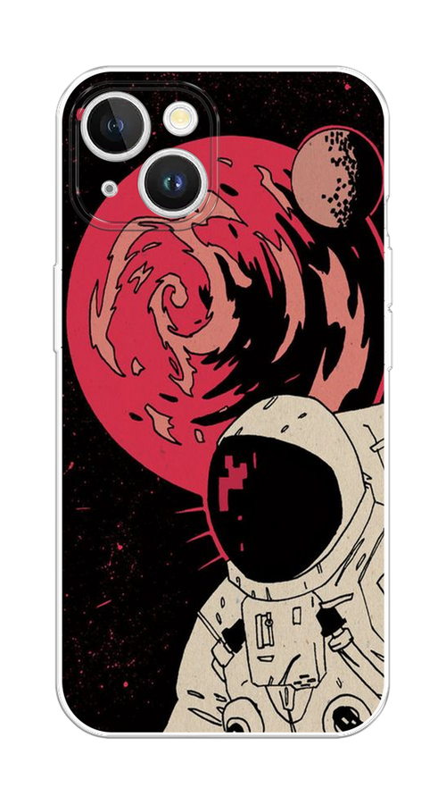 

Чехол на Apple iPhone 15 Plus "Космонавт возле Марса", Черный;красный, 15650-1
