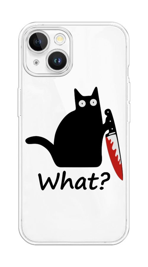 

Чехол на Apple iPhone 15 Plus "Котик с ножом", Черный;красный, 15650-1