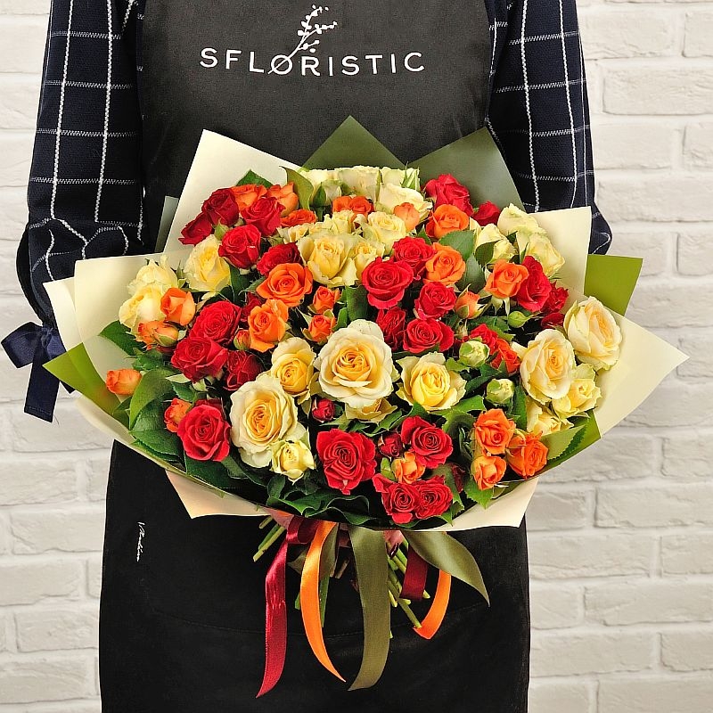 

Букет из кустовых роз Sfloristic "Заветная мечта" 21 шт 40 см