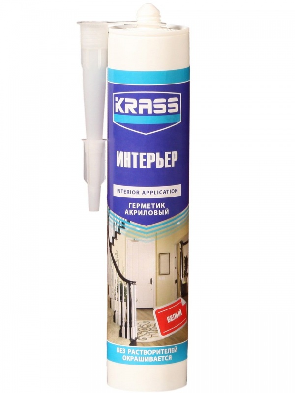 Герметик KRASS акриловый для интерьерных работ белый 300мл акриловый герметик для интерьерных работ krass