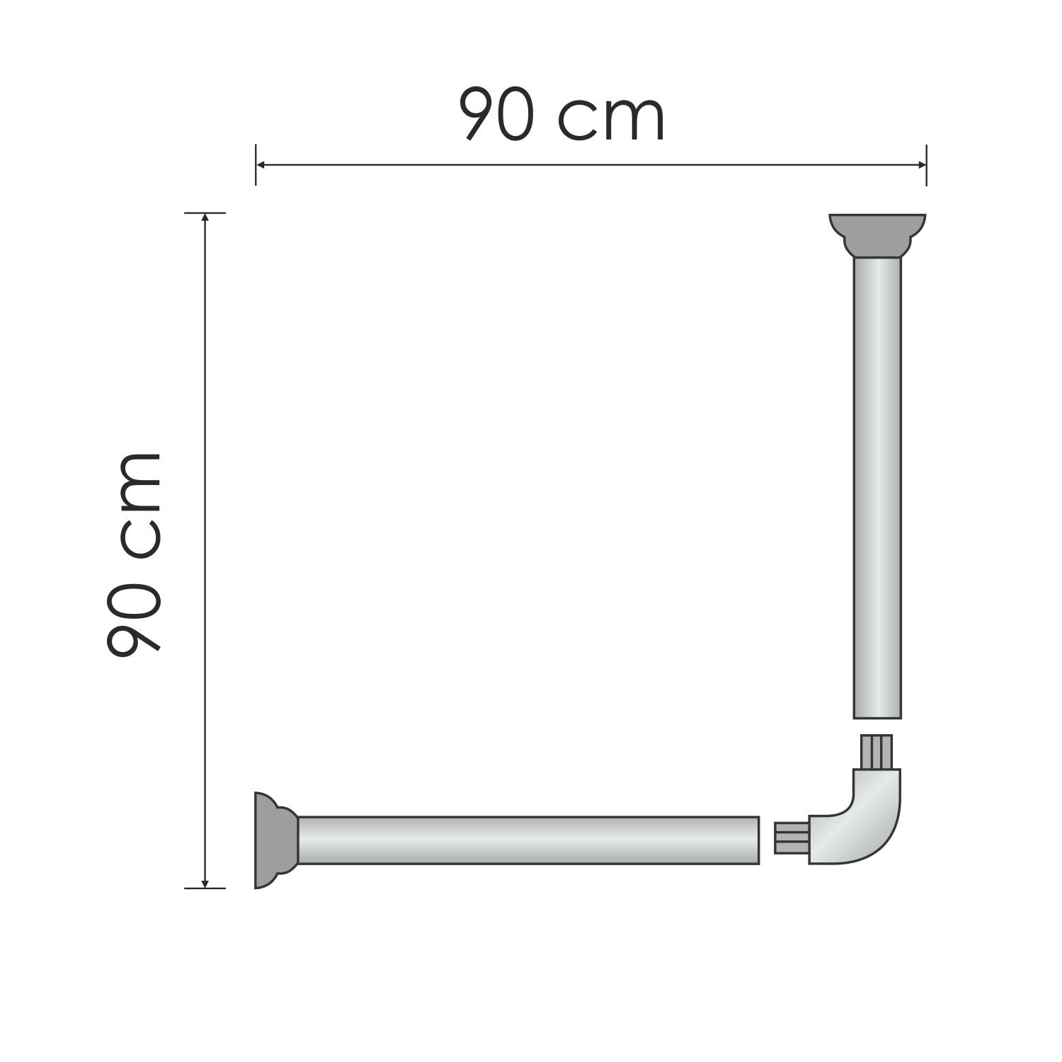 Карниз для ванной WasserKRAFT Dinkel SC-469090 100055708038 серебристый