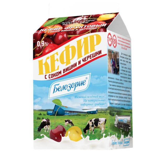 

Кефир Белозорие фруктовый с соком вишни и черешни 0,9% 450 мл БЗМЖ