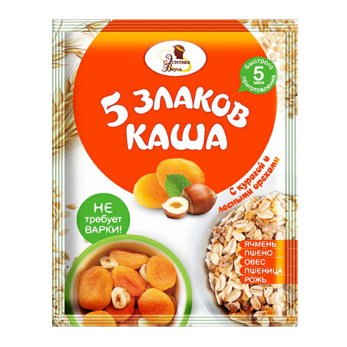 Каша Эстетика вкуса 5 злаков с курагой быстрого приготовления 40 г