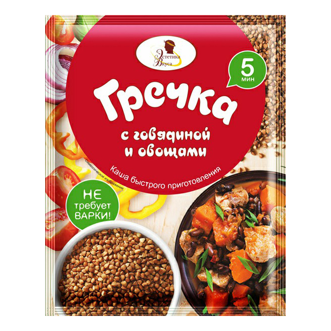 

Каша гречневая Эстетика вкуса с говядиной и овощами быстрого приготовления 40 г